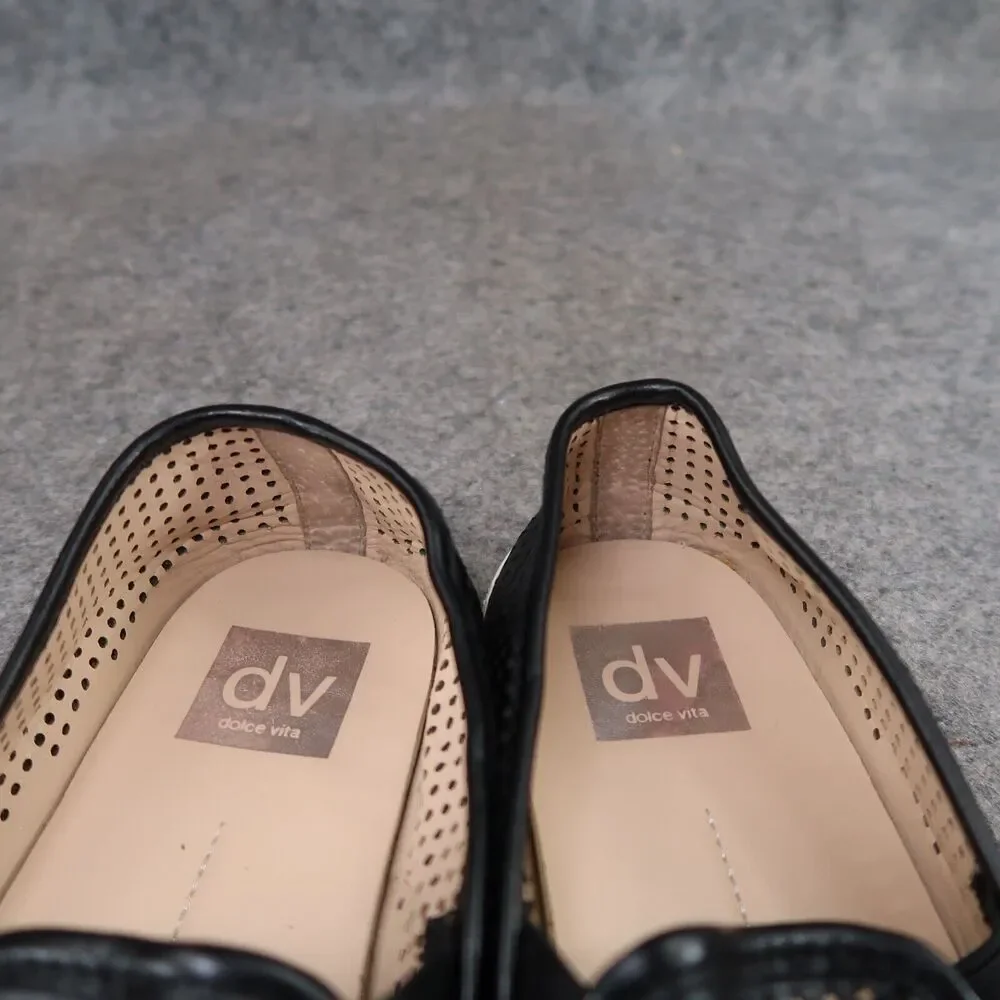 Dolce Vita Shoes Womens 5 Sneakers Slip On Fashion Casual Perforated Black Flats